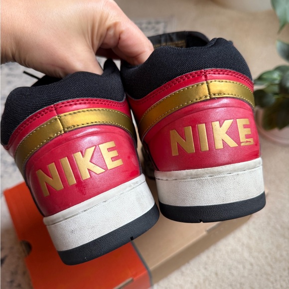 Nike Delta Force 3/4 Deluxe Sport Red Cement Metallic Gold Shoes, Mens Size:12 - Picture 10 of 17